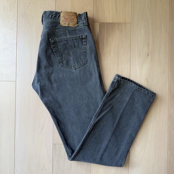 Vintage Levis 501 Jeans 34 Black 90s Made in USA Workwear Non Selvedge - Picture 2 of 10